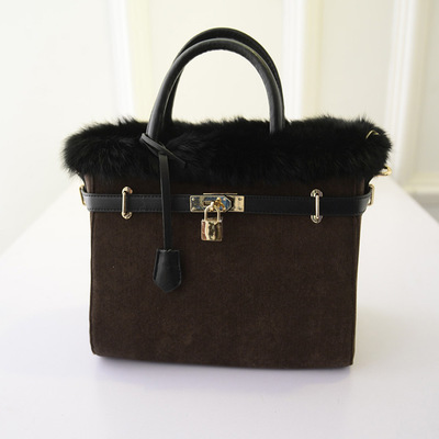 2014冬季新款时尚复古拼接皮草铂金包 优雅与奢华的完美融合